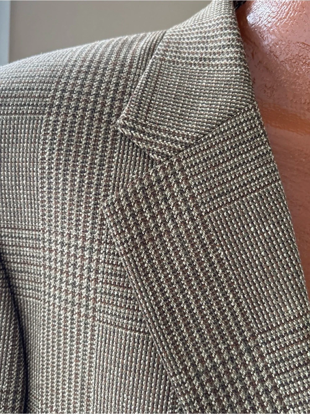 Club Room Men's 42R Silk Wool Sport Coat Pantex Brown Glen Plaid